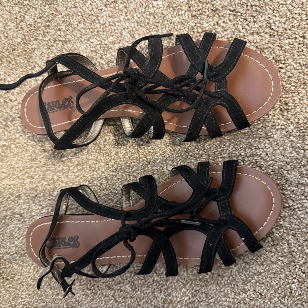 Carlos by Carlos Santana Black Lace-Up Sandals